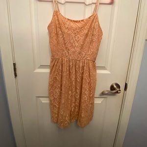 Beige Lace Mini Dress